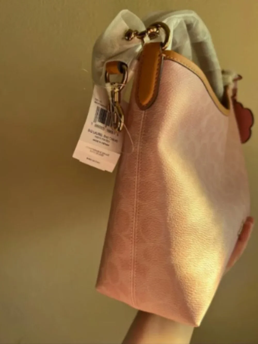 Coach Pink Signature Canvas Hobo Shoulder Bag